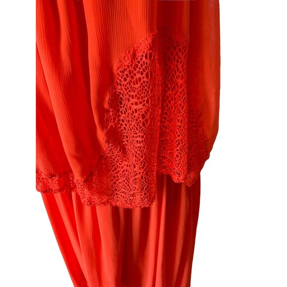 ✌️ 2/$40 ✌️ Long Bisou Bisou Orange Maxi Dress with Adjustable Straps sz 8 - Picture 3 of 8